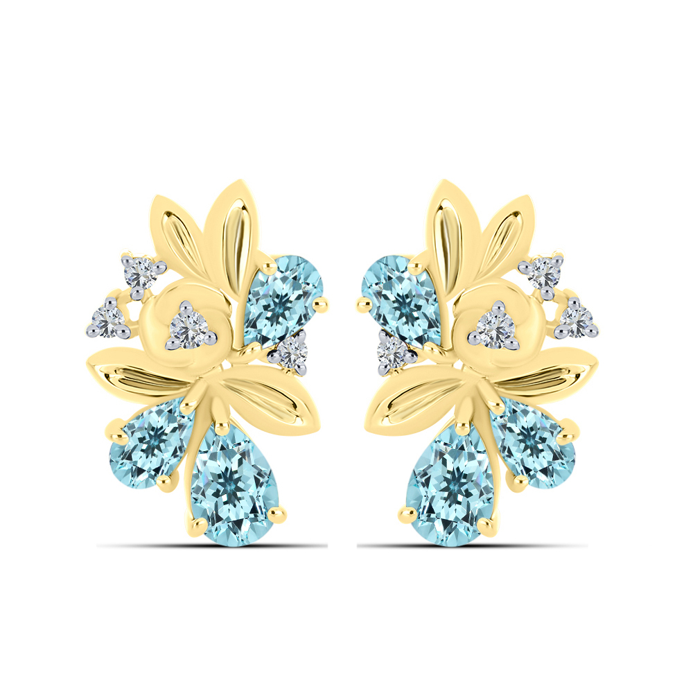 BUY 14K GOLD WITH AQUAMARINE GEMSTONE EARRING